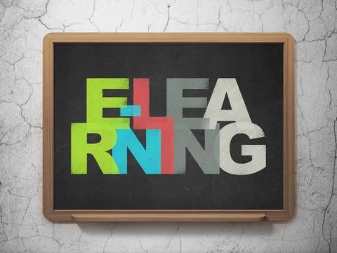 Studying concept: E-learning on School Board background Stock Illustration