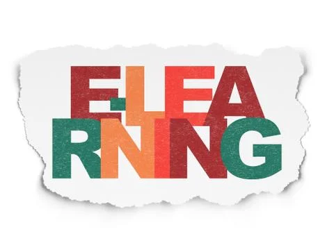 Studying concept: E-learning on Torn Paper background Illustrazione stock