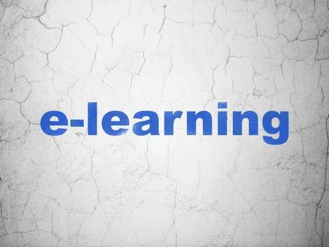 Studying concept: E-learning on wall background Stock Illustration