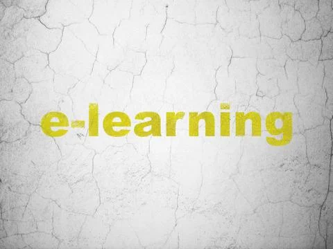 Studying concept: E-learning on wall background Stock Illustration