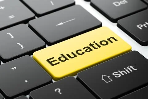 Studying concept: Education on computer keyboard background Illustrazione stock