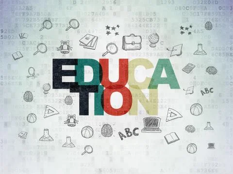 Studying concept: Education on Digital Data Paper background Stockillustratie