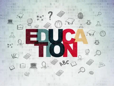Studying concept: Education on Digital Data Paper background 스톡 일러스트