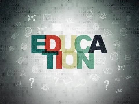 Studying concept: Education on Digital Data Paper background Illustrazione stock