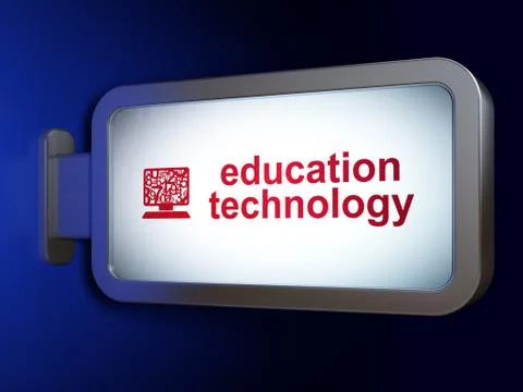 Studying concept: Education Technology and Computer Pc on billboard background Stock Illustration