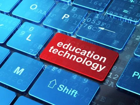 Studying concept: Education Technology on computer keyboard background Illustrazione stock