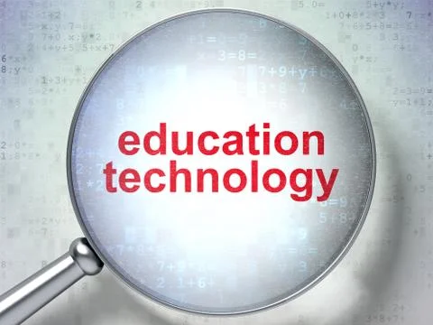 Studying concept: Education Technology with optical glass Illustrazione stock