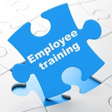 Studying concept: Employee Training on puzzle background Illustrazione stock