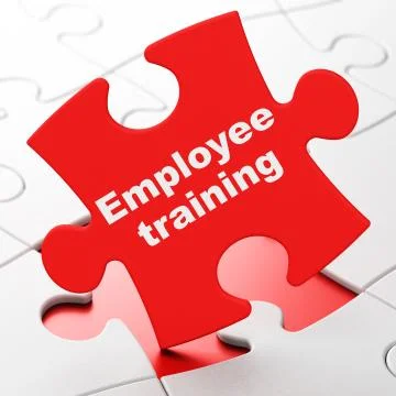 Studying concept: Employee Training on puzzle background Stockillustratie