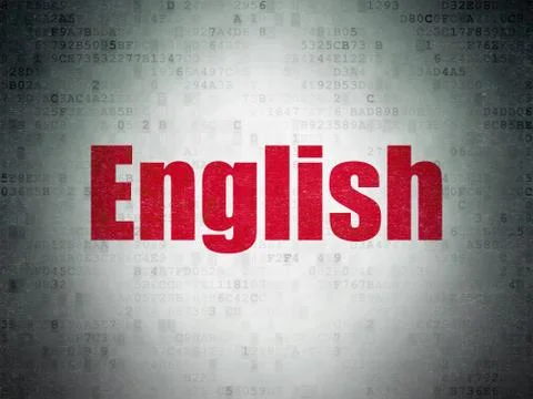 Studying concept: English on Digital Data Paper background 스톡 일러스트