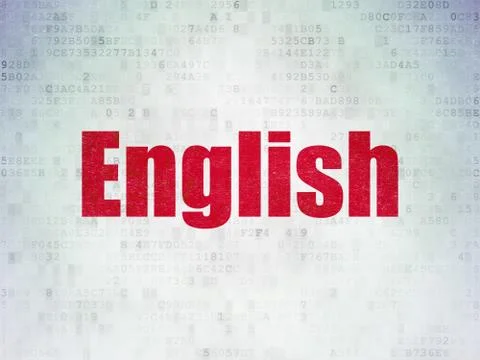 Studying concept: English on Digital Data Paper background Stock Illustration