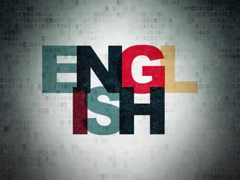 Studying concept: English on Digital Data Paper background Stock Illustration