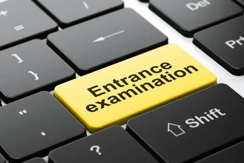 Studying concept: Entrance Examination on computer keyboard background 스톡 일러스트