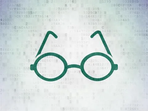 Studying concept: Glasses on Digital Data Paper background Иллюстрация