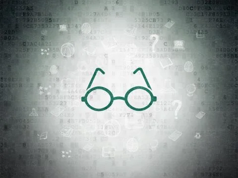 Studying concept: Glasses on Digital Data Paper background イラスト素材