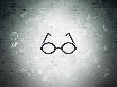 Studying concept: Glasses on Digital Paper background Stock Illustration
