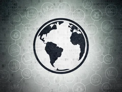 Studying concept: Globe on Digital Data Paper background Illustrazione stock