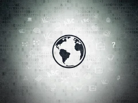 Studying concept: Globe on Digital Data Paper background イラスト素材