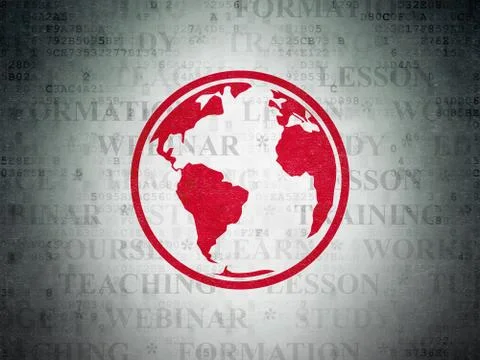 Studying concept: Globe on Digital Data Paper background Illustrazione stock