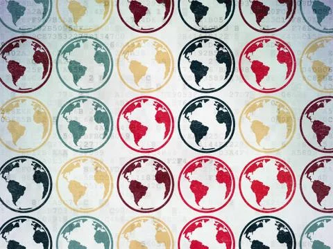 Studying concept: Globe icons on Digital Paper background Stock Illustration