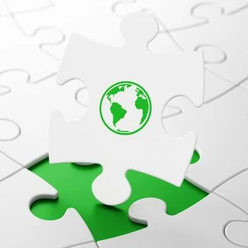 Studying concept: Globe on puzzle background 스톡 일러스트