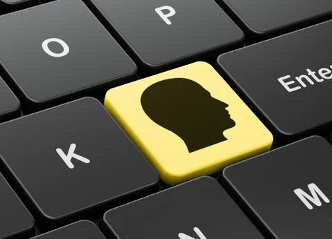 Studying concept: Head on computer keyboard background 스톡 일러스트