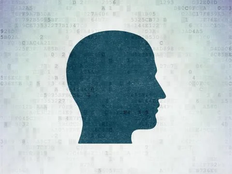 Studying concept: Head on Digital Data Paper background Иллюстрация