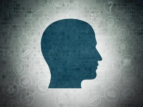 Studying concept: Head on Digital Paper background Stockillustratie