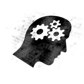 Studying concept: Head With Gears on Digital background Stock Illustration