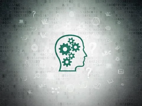 Studying concept: Head With Gears on Digital Paper background Stock Illustration