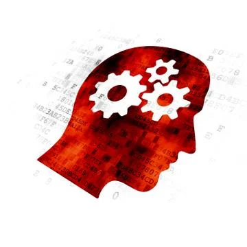 Studying concept: Head With Gears on Digital background Stock Illustration