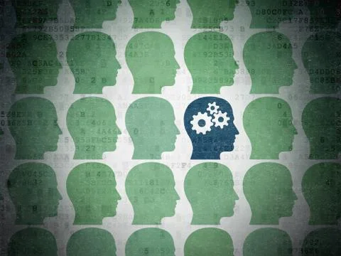 Studying concept: head with gears icon on Digital Paper background Stock Illustration