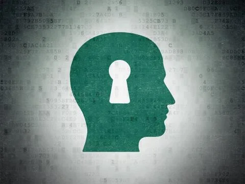 Studying concept: Head With Keyhole on Digital Paper background 库存插图