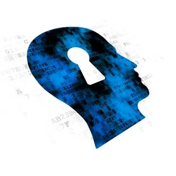 Studying concept: Head With Keyhole on Digital background Stock Illustration