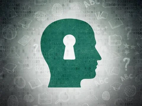 Studying concept: Head With Keyhole on Digital Paper background Иллюстрация