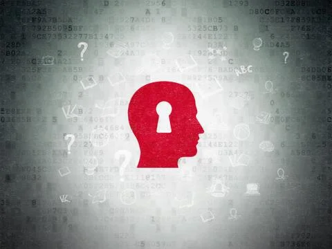 Studying concept: Head With Keyhole on Digital Data Paper background Stock Illustration