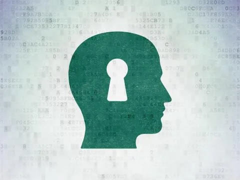 Studying concept: Head With Keyhole on Digital Data Paper background Stockillustratie