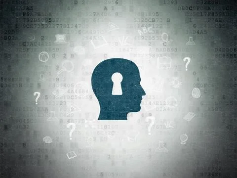 Studying concept: Head With Keyhole on Digital Data Paper background Stock Illustration