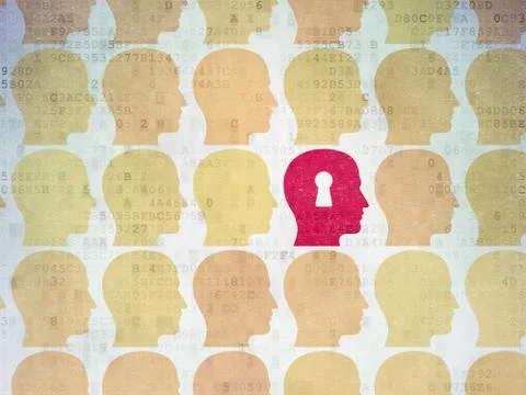 Studying concept: head with keyhole icon on Digital Paper background Stockillustratie