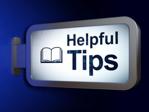 Studying concept: Helpful Tips and Book on billboard background Stock Illustration