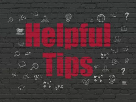 Studying concept: Helpful Tips on wall background Ilustración de archivo