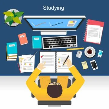 Studying concept illustration.  Flat design illustration concepts for studyin Stock Illustration