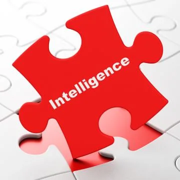 Studying concept: Intelligence on puzzle background Illustration