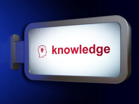 Studying concept: Knowledge and Head With Lightbulb on billboard background イラスト素材