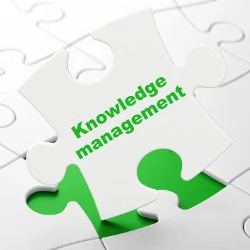 Studying concept: Knowledge Management on puzzle background Stockillustratie