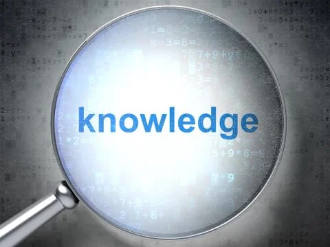 Studying concept: Knowledge with optical glass Illustrazione stock