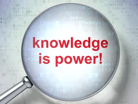 Studying concept: Knowledge Is power! with optical glass Иллюстрация