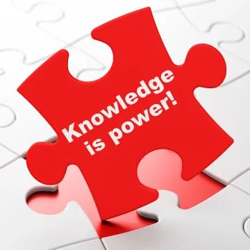 Studying concept: Knowledge Is power! on puzzle background 스톡 일러스트
