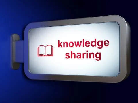Studying concept: Knowledge Sharing and Book on billboard background Stock Illustration