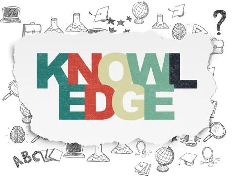 Studying concept: Knowledge on Torn Paper background Stock Illustration